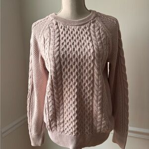 GAP 100% Cotton Light Pink Cable Knit Sweater Size M